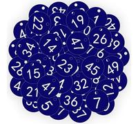 OFFCUP Etiquetas Numeradas Número, Numeros Etiquetas de Plástico, Etiqueta de Número Etiquetas Numeradas para Taquillas Hoteles Pubs Spa para Identificación Guardarropa1-50 color Azul