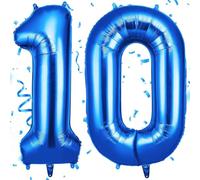 OFFCUP Globo Cumpleaños Azul, Globos Número 10 101cm, 40 Inch Globo Numeros Gigante, Grande Globos Foil Inflar con Helio o Aire para Niño Niña Adultos La Boda Aniversario Cumpleaños Fiestas