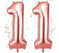 OFFCUP Globo Cumpleaños Oro Rosa, Globos Número 11 101cm, 40 Inch Globo Numeros Gigante, Grande Globos Foil Inflar con Helio o Aire para Niño Niña Adultos La Boda Aniversario Cumpleaños Fiestas