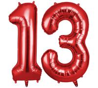 OFFCUP Globo Cumpleaños Rojo, Globos Número 13 101cm, 40 Inch Globo Numeros Gigante, Grande Globos Foil Inflar con Helio o Aire para Niño Niña Adultos La Boda Aniversario Cumpleaños Fiestas