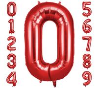 OFFCUP Globo Número 0, Rojo Birthday Numbers Globo 101 cm Grande Foil Globos 40 Inch Helio Globos para Decoraciones de Fiestas Cumpleaños de niñas y niños, Aniversario de Graduación (0, Rojo)