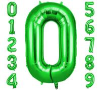 OFFCUP Globo Número 0, Verde Birthday Numbers Globo 101 cm Grande Foil Globos 40 Inch Helio Globos para Decoraciones de Fiestas Cumpleaños de niñas y niños, Aniversario de Graduación (0, Verde)