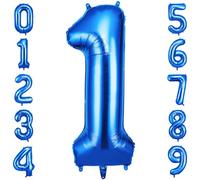 OFFCUP Globo Número 1, Azul Birthday Numbers Globo 101 cm Grande Foil Globos 40 Inch Helio Globos para Decoraciones de Fiestas Cumpleaños de niñas y niños, Aniversario de Graduación (1,Azul)