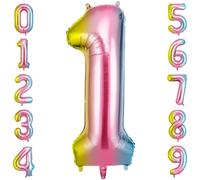 OFFCUP Globo Número 1, Gradiente Birthday Numbers Globo 101 cm Grande Foil Globos 40 Inch Helio Globos para Decoraciones de Fiestas Cumpleaños de niñas y niños, Aniversario de Graduación,1 Gradiente