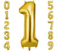 OFFCUP Globo Número 1, Oro Birthday Numbers Globo 101 cm Grande Foil Globos 40 Inch Helio Globos para Decoraciones de Fiestas Cumpleaños de niñas y niños, Aniversario de Graduación (1, Oro)
