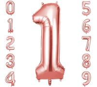 OFFCUP Globo Número 1, Oro Rosa Birthday Numbers Globo 101 cm Grande Foil Globos 40 Inch Helio Globos para Decoraciones de Fiestas Cumpleaños de niñas y niños, Aniversario de Graduación (1,Oro Rosa)
