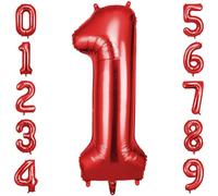 OFFCUP Globo Número 1, Rojo Birthday Numbers Globo 101 cm Grande Foil Globos 40 Inch Helio Globos para Decoraciones de Fiestas Cumpleaños de niñas y niños, Aniversario de Graduación (1, Rojo)