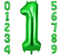 OFFCUP Globo Número 1, Verde Birthday Numbers Globo 101 cm Grande Foil Globos 40 Inch Helio Globos para Decoraciones de Fiestas Cumpleaños de niñas y niños, Aniversario de Graduación (1, Verde)