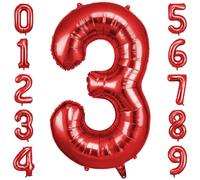 OFFCUP Globo Número 3, Rojo Birthday Numbers Globo 101 cm Grande Foil Globos 40 Inch Helio Globos para Decoraciones de Fiestas Cumpleaños de niñas y niños, Aniversario de Graduación (3, Rojo)