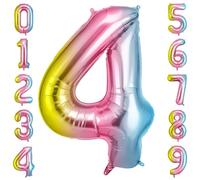 OFFCUP Globo Número 4, Gradiente Birthday Numbers Globo 101 cm Grande Foil Globos 40 Inch Helio Globos para Decoraciones de Fiestas Cumpleaños de niñas y niños, Aniversario de Graduación,4 Gradiente
