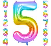OFFCUP Globo Número 5, Gelatina Birthday Numbers Globo 101 cm Grande Foil Globos 40 Inch Helio Globos para Decoraciones de Fiestas Cumpleaños de niñas y niños, Aniversario de Graduación (5,Gelatina)