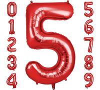 OFFCUP Globo Número 5, Rojo Birthday Numbers Globo 101 cm Grande Foil Globos 40 Inch Helio Globos para Decoraciones de Fiestas Cumpleaños de niñas y niños, Aniversario de Graduación (5, Rojo)
