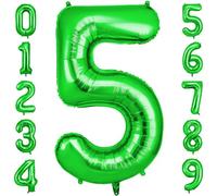 OFFCUP Globo Número 5, Verde Birthday Numbers Globo 101 cm Grande Foil Globos 40 Inch Helio Globos para Decoraciones de Fiestas Cumpleaños de niñas y niños, Aniversario de Graduación (5, Verde)
