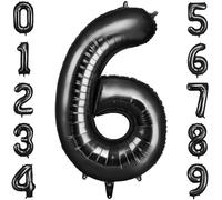 OFFCUP Globo Número 6, Negro Birthday Numbers Globo 101 cm Grande Foil Globos 40 Inch Helio Globos para Decoraciones de Fiestas Cumpleaños de niñas y niños, Aniversario de Graduación (6, Negro)