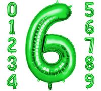 OFFCUP Globo Número 6, Verde Birthday Numbers Globo 101 cm Grande Foil Globos 40 Inch Helio Globos para Decoraciones de Fiestas Cumpleaños de niñas y niños, Aniversario de Graduación (6, Verde)