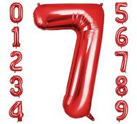 OFFCUP Globo Número 7, Rojo Birthday Numbers Globo 101 cm Grande Foil Globos 40 Inch Helio Globos para Decoraciones de Fiestas Cumpleaños de niñas y niños, Aniversario de Graduación (7, Rojo)