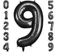 OFFCUP Globo Número 9, Negro Birthday Numbers Globo 101 cm Grande Foil Globos 40 Inch Helio Globos para Decoraciones de Fiestas Cumpleaños de niñas y niños, Aniversario de Graduación (9, Negro)