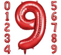 OFFCUP Globo Número 9, Rojo Birthday Numbers Globo 101 cm Grande Foil Globos 40 Inch Helio Globos para Decoraciones de Fiestas Cumpleaños de niñas y niños, Aniversario de Graduación (9, Rojo)