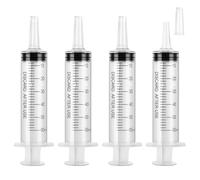 OFFCUP Jeringa de Plástico, 4pcs 60ml Jeringa , Jeringas Medidoras con Tapa, Jeringa de Líquido Reutilizable para Laboratorios Científicos Riego Relleno Filtración (sin Aguja)