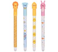 OFFCUP Juego de 4 Bolígrafos de Gel Borrable, 0,5 mm Bolígrafos Tinta Borrable, Punta Esférica para Eliminar la Tinta sin Consumir la Hoja, Animales para Oficina Escuela Papelería, Azul (D)