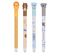 OFFCUP Juego de 4 Bolígrafos de Gel Borrable, 0,5 mm Bolígrafos Tinta Borrable, Punta Esférica para Eliminar la Tinta sin Consumir la Hoja, Animales para Oficina Escuela Papelería, Azul (A)