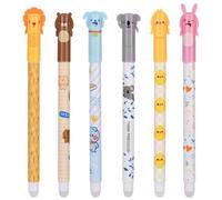 OFFCUP Juego de 6 Bolígrafos de Gel Borrable, 0,5 mm Bolígrafos Tinta Borrable, Punta Esférica para Eliminar la Tinta sin Consumir la Hoja, Animales para Oficina Escuela Papelería, Azul