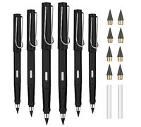 OFFCUP Lapiz Infinito, 6pcs Lápiz Sin Tinta Portátil, Lápizs con 6pcs Cabezales Reemplazables y Goma de Borrar, Lápiz Reutilizable para Escribir, Dibujar, Hogar, la Oficina, la Escuela (Negro)