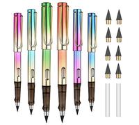 OFFCUP Lapiz Infinito, 6pcs Lápiz Sin Tinta Portátil, Lápizs con 6pcs Cabezales Reemplazables y Goma de Borrar, Lápiz Reutilizable para Escribir, Dibujar, Hogar, la Oficina, la Escuela (Vistoso)