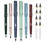 OFFCUP Lapiz Infinito, 6pcs Lápiz Sin Tinta Portátil, Lápizs con 6pcs Cabezales Reemplazables y Goma de Borrar, Lápiz Reutilizable para Escribir, Dibujar, Hogar, la Oficina, la Escuela (Retro)