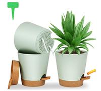 OFFCUP Maceteros Decorativos Interior con Agujeros de Drenaje, 3pcs Macetas de Riego Automático con Agujeros 16.5CM, Macetas Plástico con Plato, Macetas Plástico para Interior y Oficina