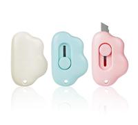 OFFCUP Mini Cortador de Cajas, 3 Cuchillos Retráctiles, Cuchillo de Bolsillo, Abrecartas Portátil, Abridor de Paquetes, Cuchillo de Papelería, Abridor de Cajas Para （Nube）