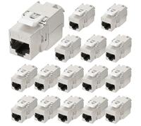 OFFCUP Módulo Keystone, 16PCS Cat 7 Keystone Módulo Jack, Blindaje Conector RJ45, Aleación de Aluminio Acoplamiento Keystone Montaje sin Herramientas Conector de Cable de Instalación