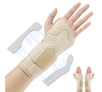 OFFCUP Muñequera Tunel Carpiano, Muñequera Tendinitis MuñEca con Paneles Dobles de Aluminio Desmontables, Férula Túnel Carpiano Para Noche para Tendinitis, Color de Piel, Mano Izquierda (L)