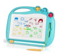 OFFCUP Pizarra Magnética Infantil, Almohadilla Borrable de Escritura Dibujo con 3 Sellos Mágicas y 1 Bolígrafo, Juguetes Educativos para Niños y Niñas 1 2 3 Regalos de Cumpleaños (Verde)