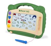 OFFCUP Pizarra Magnética Infantil, Almohadilla Borrable de Escritura Dibujo con 4 Sellos Mágicas y 1 Bolígrafo, Juguetes Educativos para Niños y Niñas 1 2 3 Regalos de Cumpleaños (Verde Grande)