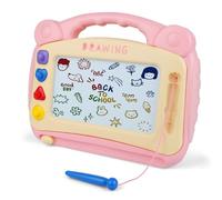 OFFCUP Pizarra Magnética Infantil, Almohadilla Borrable de Escritura Dibujo con 4 Sellos Mágicas y 1 Bolígrafo, Juguetes Educativos para Niños y Niñas 1 2 3 Regalos de Cumpleaños (Rosa Grande)