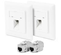 OFFCUP Placa de Pared Ethernet, 2 Pcs Módulo Keystone, RJ45 Placa de Pared, CAT6 Salida de 1 Puertos con Blindado para Instalación de Cable Ethernet