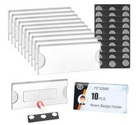 OFFCUP Placas de Identificación, 10pcs 75x32mm Identificadores Personales Magnéticos, Placas para Identificar Nombre con Imán de 3 Puntos para Uniforme Camisas Oficinas Escuelas Reuniones (Negro)