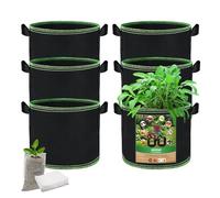 OFFCUP Plant Grow Bags, 6pcs 3 Gallon Planter Bags con 100 Bolsas para Plántulas, Nonwoven Fabric Pots Vegetables Tomato Flower Plant Container with Handles for Garden Vegetable Plant Fruits Outdoor