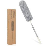 OFFCUP Plumero telescópico, de microfibra, hasta 243 cm de longitud, plumero con barra telescópica de acero inoxidable y escoba de esquina flexible, elimina sin esfuerzo el polvo para techos de