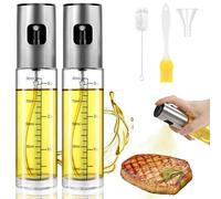OFFCUP Pulverizador Aceite, 2pcs 100ml Spray Aceite Cocina con Escala, Spray Aceite Cocina de Acero Inoxidable con Cepillo de Silicona y Embudo, para Cocina, Barbacoa, Ensalada, Picnic, Freidora Aire