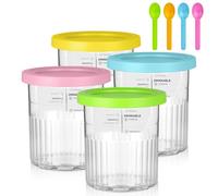 OFFCUP Recipientes de Helado para Ninja Creami, Pack of 4 Recipientes de Helado, Contenedores de Pinta con Tapas, para Ninja Creami Ice Cream Maker NC501 NC500 Series, sin BPA
