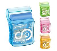 OFFCUP Sacapuntas De Plástico, 4pcs Sacapuntas Doble Agujero, Sacapuntas Con Deposito, con Goma de Borrar - Material Escolar, Sacapuntas Para Niños, Escuela, Oficina, Viajes