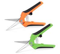 OFFCUP Tijeras Jardinería de Mano, 2pcs Tijera Podar Antideslizantes, Tijeras de jardín con Mango de Bloqueo, para Podar Jardines, Arbustos, Cercas, Plantas de Jardín (Color Naranja+Verde)