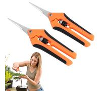 OFFCUP Tijeras Jardinería de Mano, 2pcs Tijera Podar Antideslizantes, Tijeras de jardín con Mango de Bloqueo, para Podar Jardines, Arbustos, Cercas, Plantas de Jardín (Color Naranja)