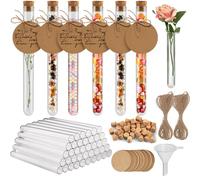 OFFCUP Tubo de Ensayo, 40pcs Tubos de Ensayo Transparente, Tubos de Ensayo Plastico con Corcho, para Especias, Flores, Regalos, Bodas, Dulces, Sales de Baño, Cultivo Hidropónico de Plantas -16*150mm