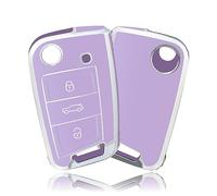 OFFCURVE Funda Llaves Carcasa Llave, TPU Cubierta Llave Coche 3 Botones para VW Volkswagen Golf 7 Variant Polo Mk7 Tiguan Touran Seat Leon Cupra Fabia Ateca Skoda Octavia Superb Jetta Passat