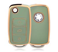 OFFCURVE Funda Llaves Coche Carcasa Llave, Funda Mando Coche Carcasa Mando 3 Botones Apta para VW Volkswagen Polo Golf 4/5/6 Multivan T5 Caddy Jetta Bora Superb Passat Skoda Fabia Seat Ibiza
