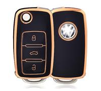 OFFCURVE Funda Llaves Coche Carcasa Llave, Funda Mando Coche Carcasa Mando 3 Botones Apta para VW Volkswagen Polo Golf 4/5/6 Multivan T5 Caddy Jetta Bora Superb Passat Skoda Fabia Seat Ibiza
