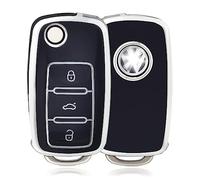 OFFCURVE Funda Llaves Coche Carcasa Llave, Funda Mando Coche Carcasa Mando 3 Botones Apta para VW Volkswagen Polo Golf 4/5/6 Multivan T5 Caddy Jetta Bora Superb Passat Skoda Fabia Seat Ibiza